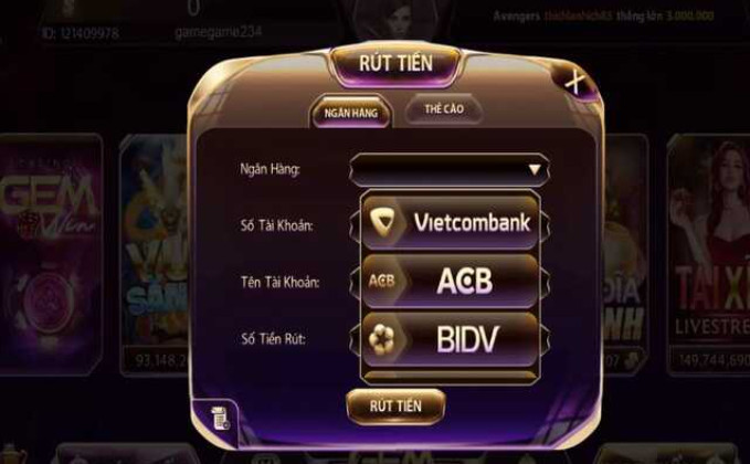 Hướng dẫn nạp rút tiền về tài khoản của trang chủ Gemwin Hướng dẫn nạp rút tiền về tài khoản của trang chủ Gemwin